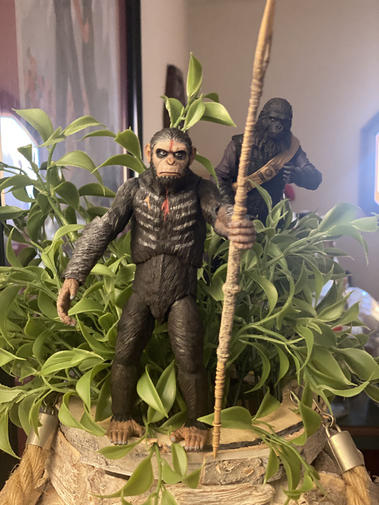 NECA Dawn Of The Planet Of The Apes Caesar Action Figure & NECA Planet Of The Apes Gorilla Soldier Action Figures